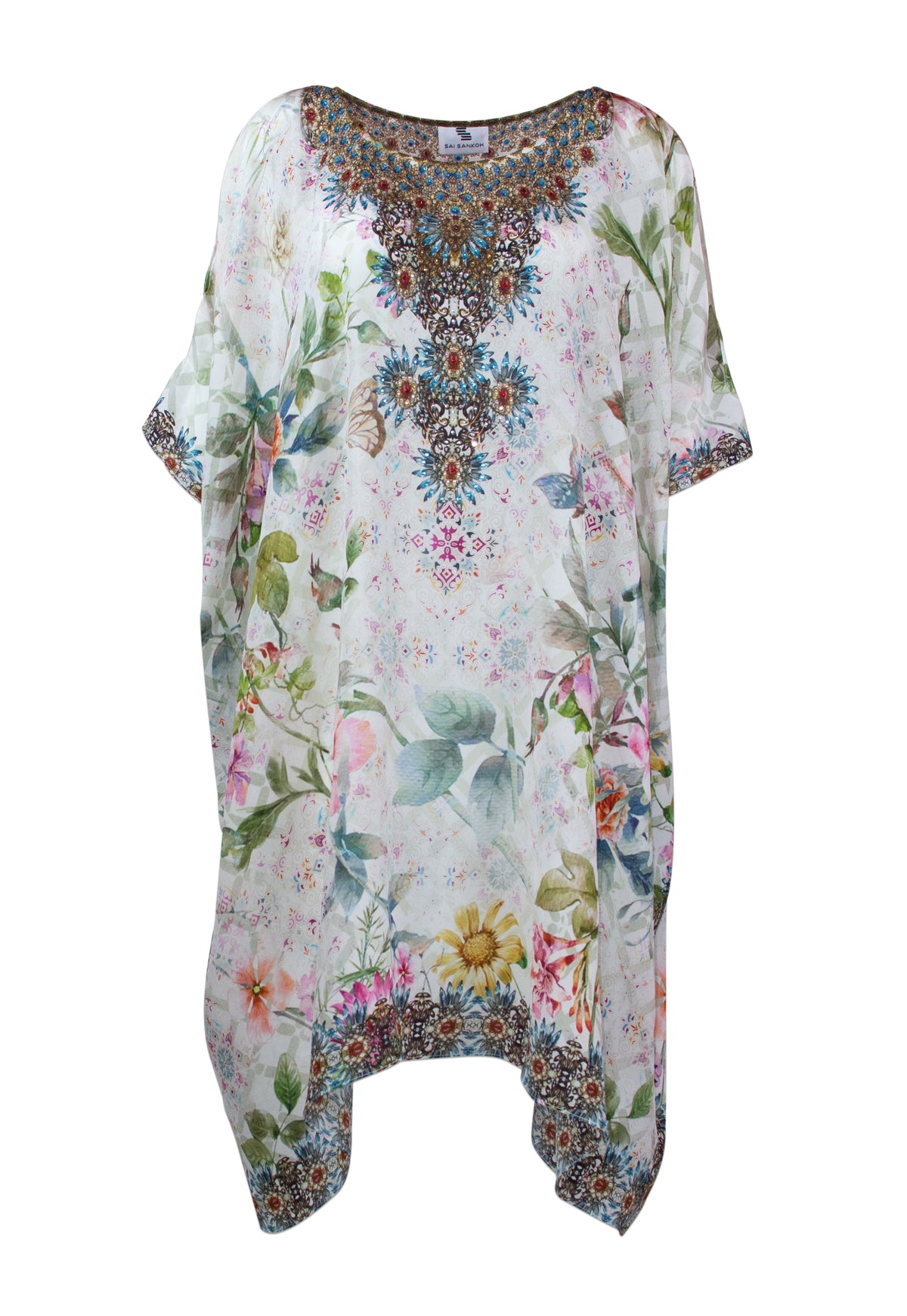 Gloria Short Silk Crepe Kaftan - saisankoh