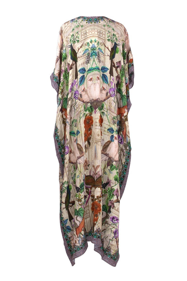 Iye Long Lace Up Silk Crepe Kaftan - saisankoh
