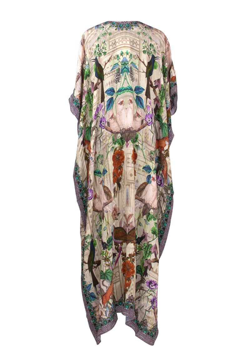 Iye Long Lace Up Silk Crepe Kaftan - saisankoh