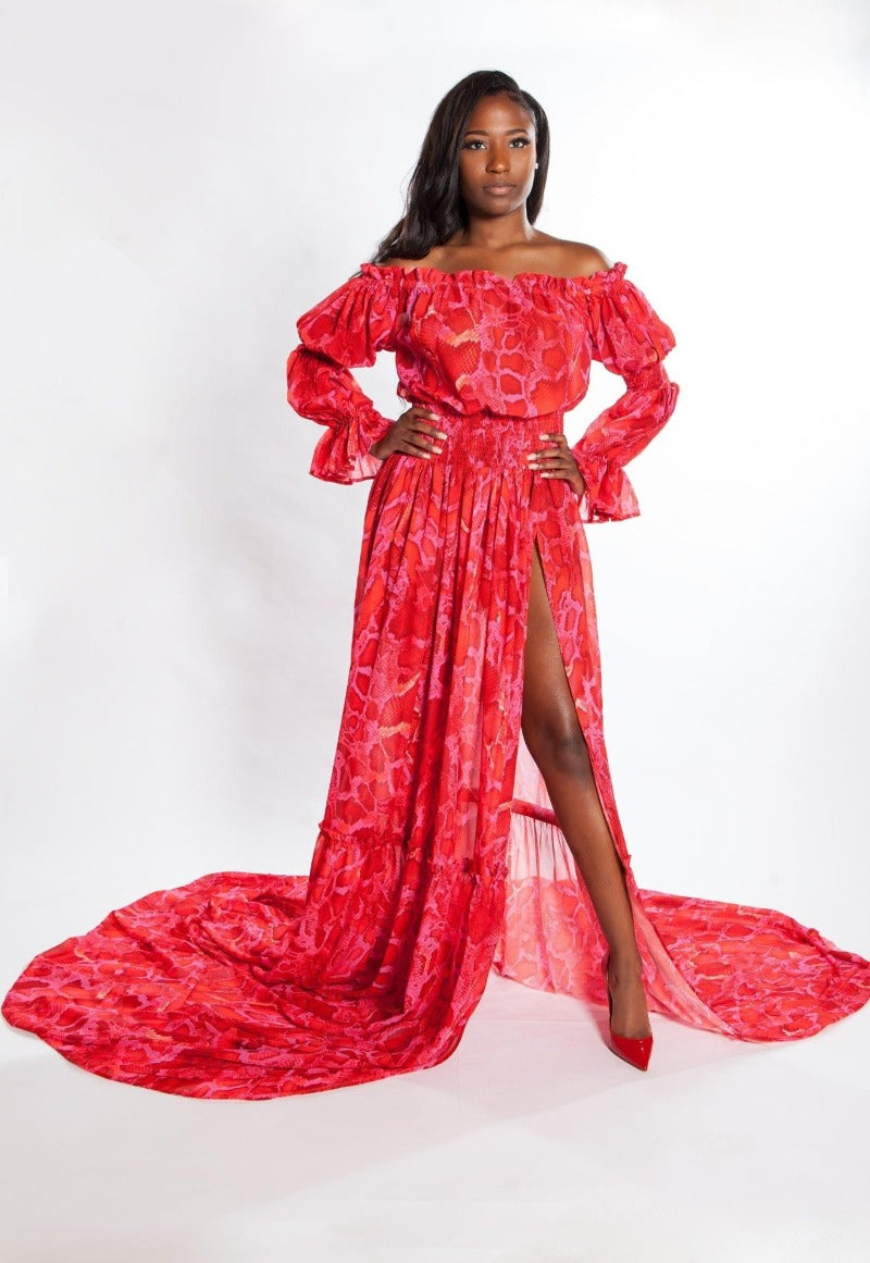 Rosario Gown Custom Pink Snake Skin - saisankoh