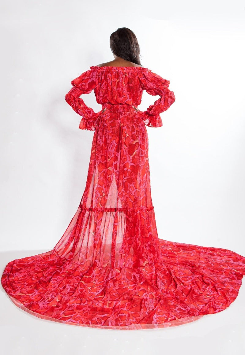 Rosario Gown Custom Pink Snake Skin - saisankoh