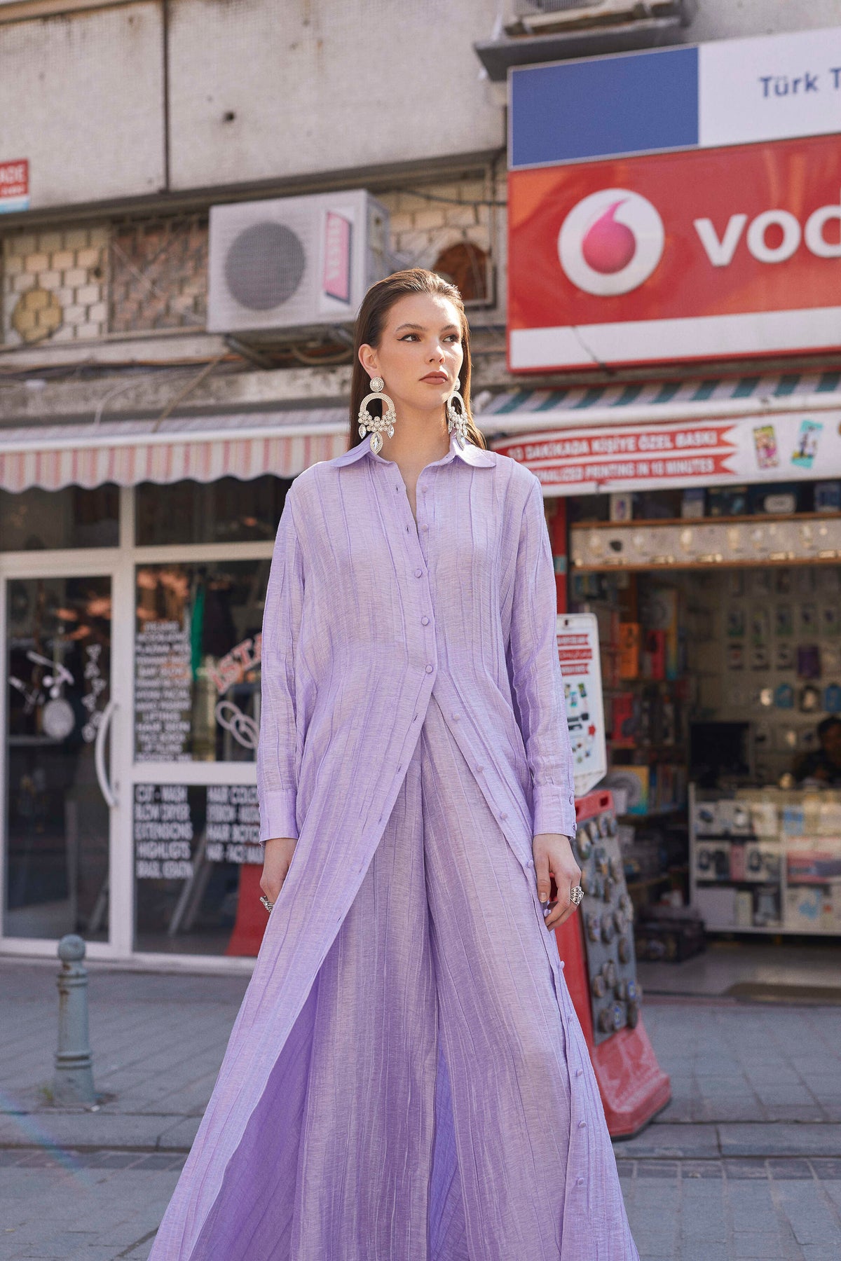 Selena Shirt Dress in Lilac by Sai Sankoh — view 2