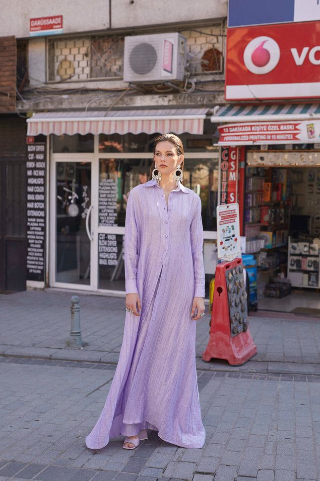 Selena Shirt Dress in Lilac by Sai Sankoh, luxury resort shirt dress