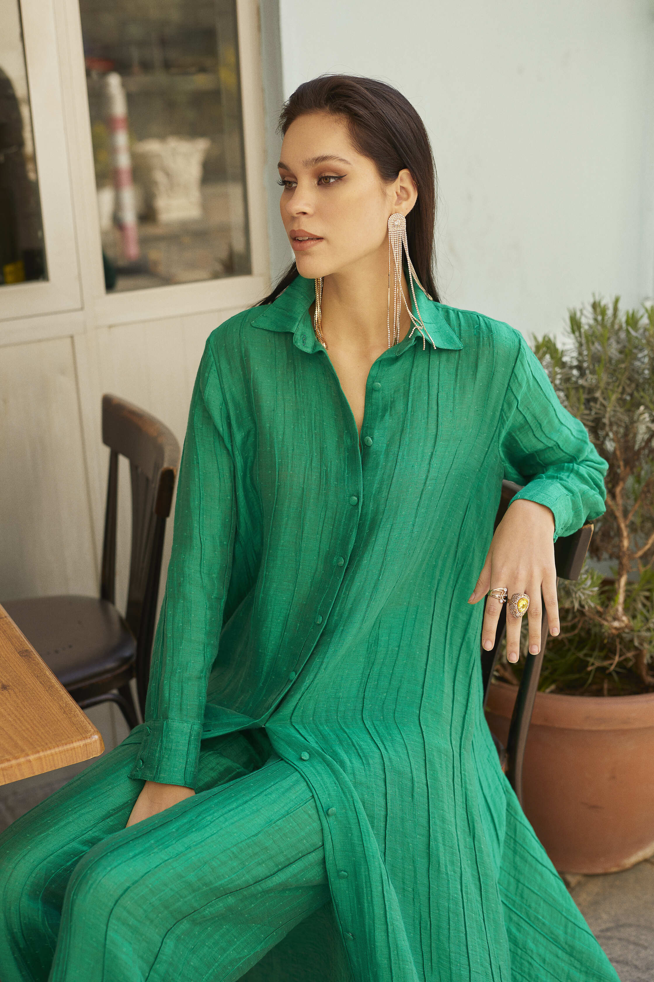 Selena Shirt Dress in Jade