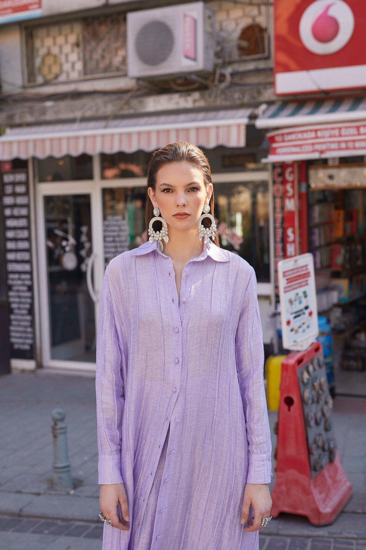 Selena Shirt Dress in Lilac by Sai Sankoh — view 3