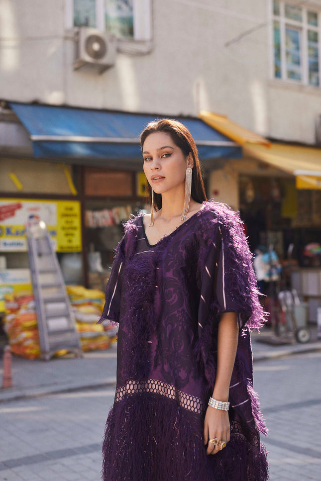 Purple Sibel Fringe Box Kaftan by Sai Sankoh — view 2
