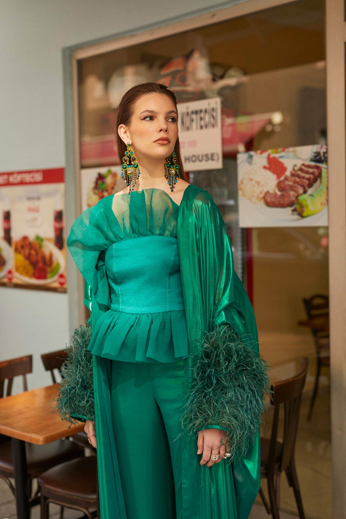 Ipek Pants in Emerald by Sai Sankoh — view 2