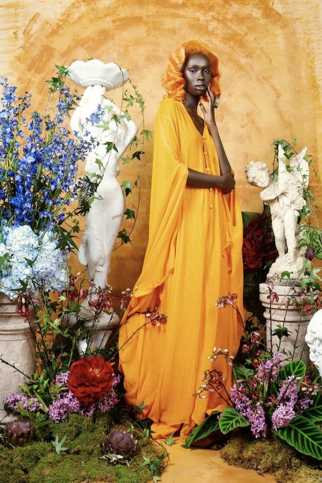 Orange Lurex Bristol Goddess kaftan - saisankoh
