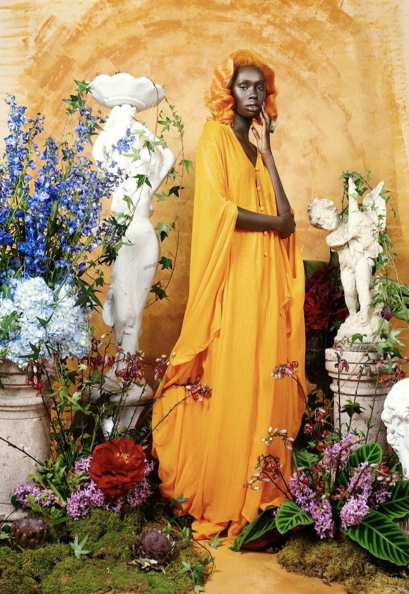 Orange Lurex Bristol Goddess kaftan - saisankoh