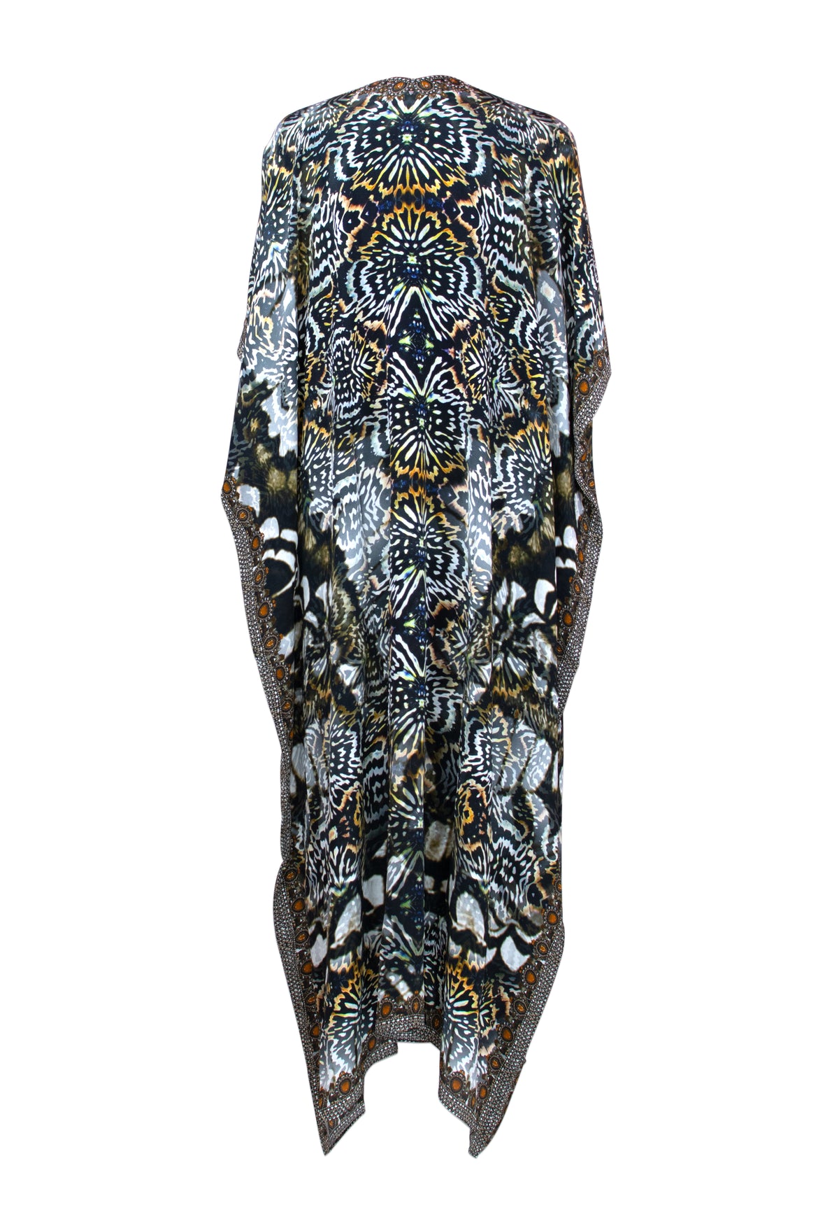 Jules Long Silk Crepe Embellished Kaftan - saisankoh