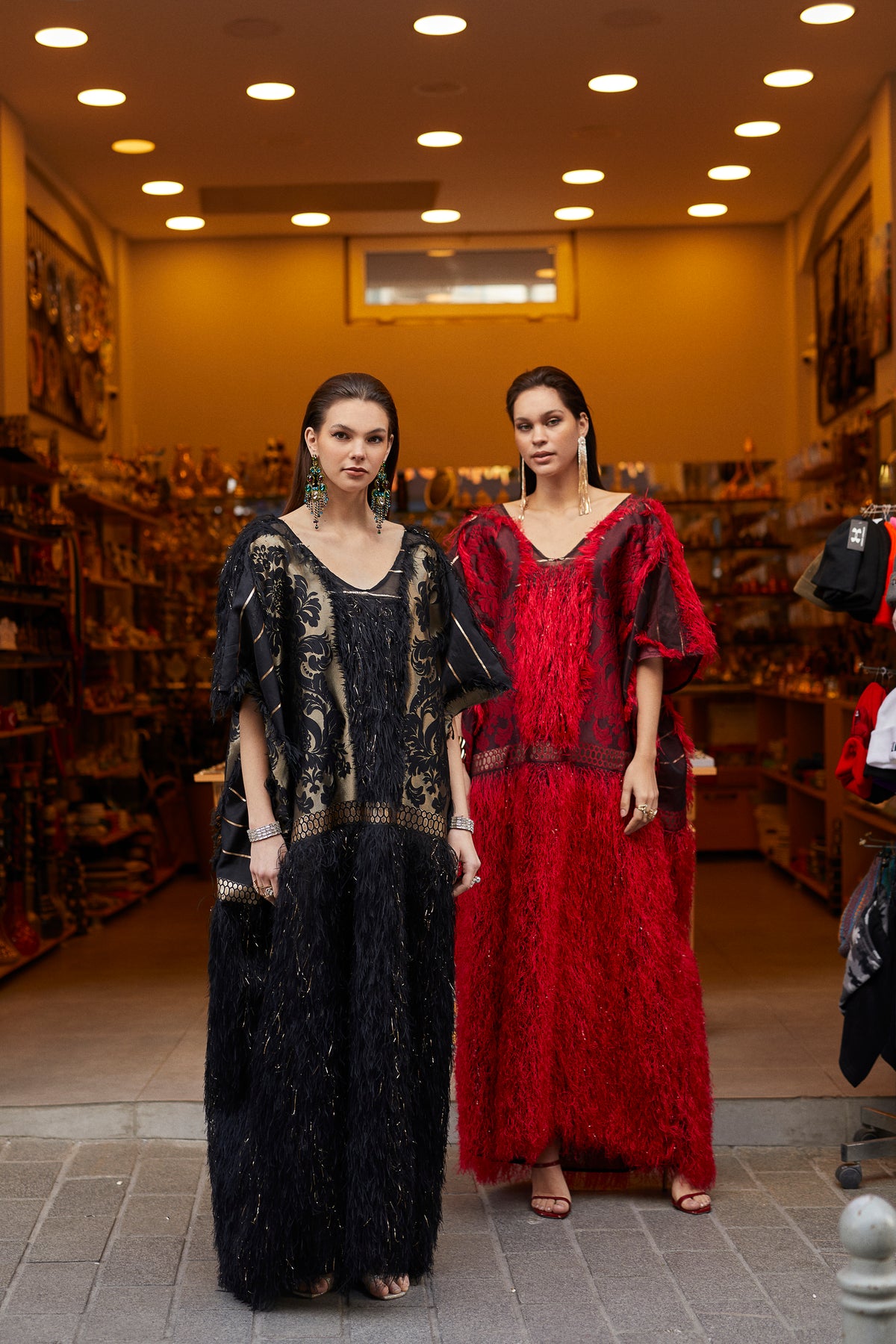 Red Sibel Fringe Box Kaftan by Sai Sankoh — view 4