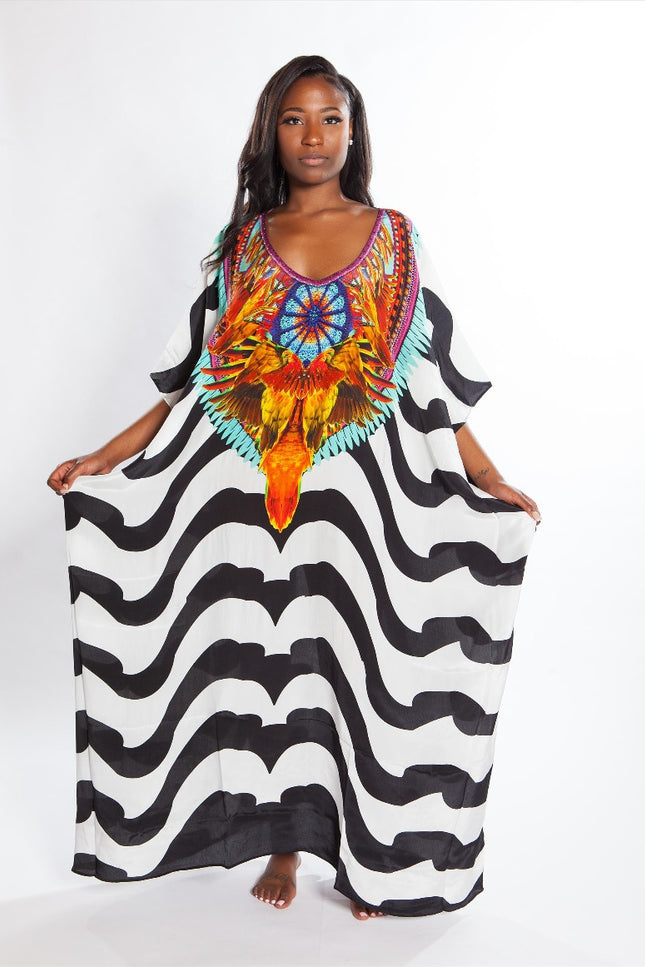 Sarafina Embellished Silk Box Kaftan - saisankoh