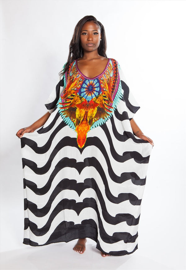 Sarafina Embellished Silk Box Kaftan