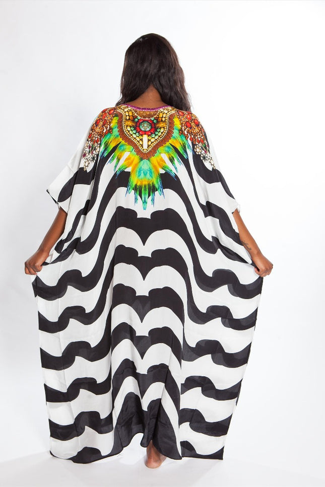 Sarafina Embellished Silk Box Kaftan - saisankoh