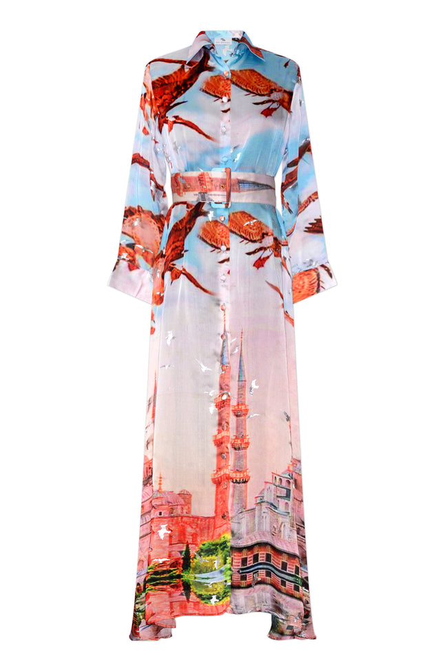 Istanbul Print Shirt Dress by Sai Sankoh, luxury resort shirt dress