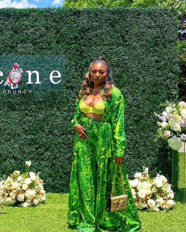 green snake skin pants kaftan 