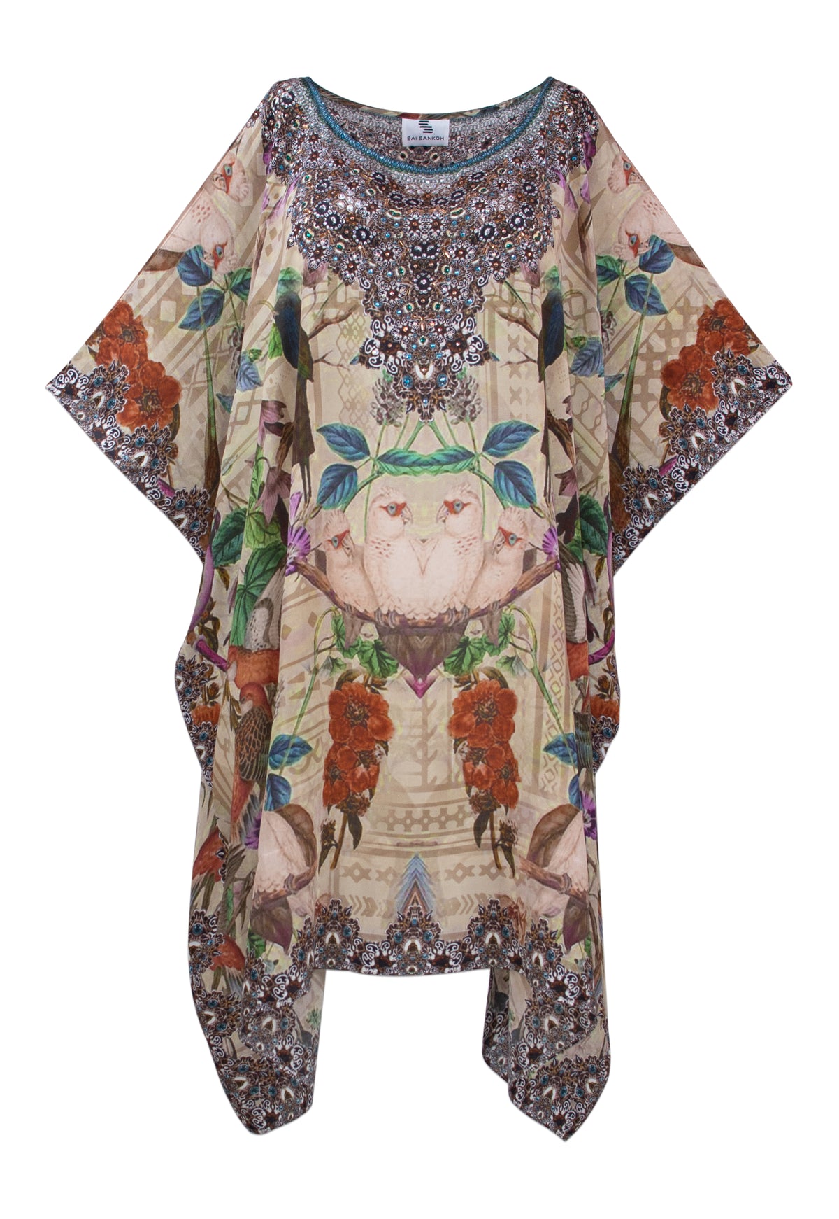 Iye Short Silk Crepe Kaftan - saisankoh