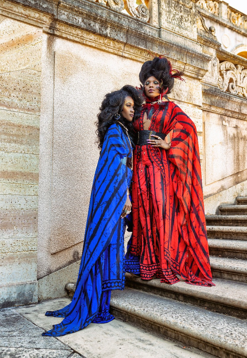 Monaco red and blue kaftans to go to the pool 