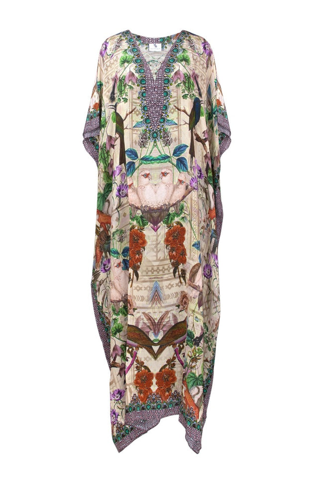 Iye Long Lace Up Silk Crepe Kaftan - saisankoh