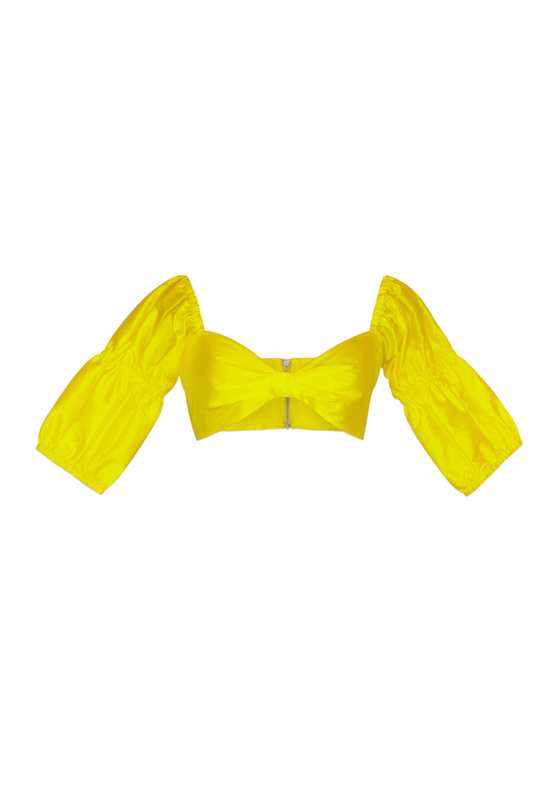 Yellow Reyna Bra Crop Top by Sai Sankoh, luxury resort blouse