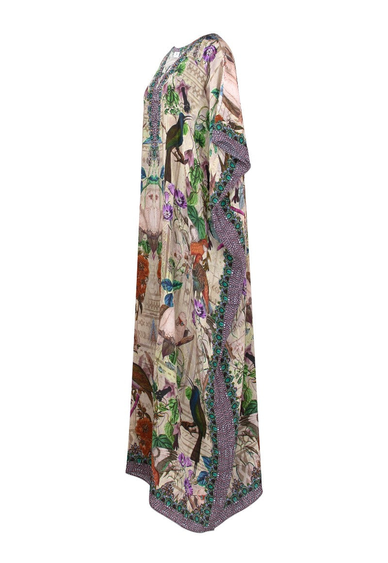 Iye Long Lace Up Silk Crepe Kaftan - saisankoh