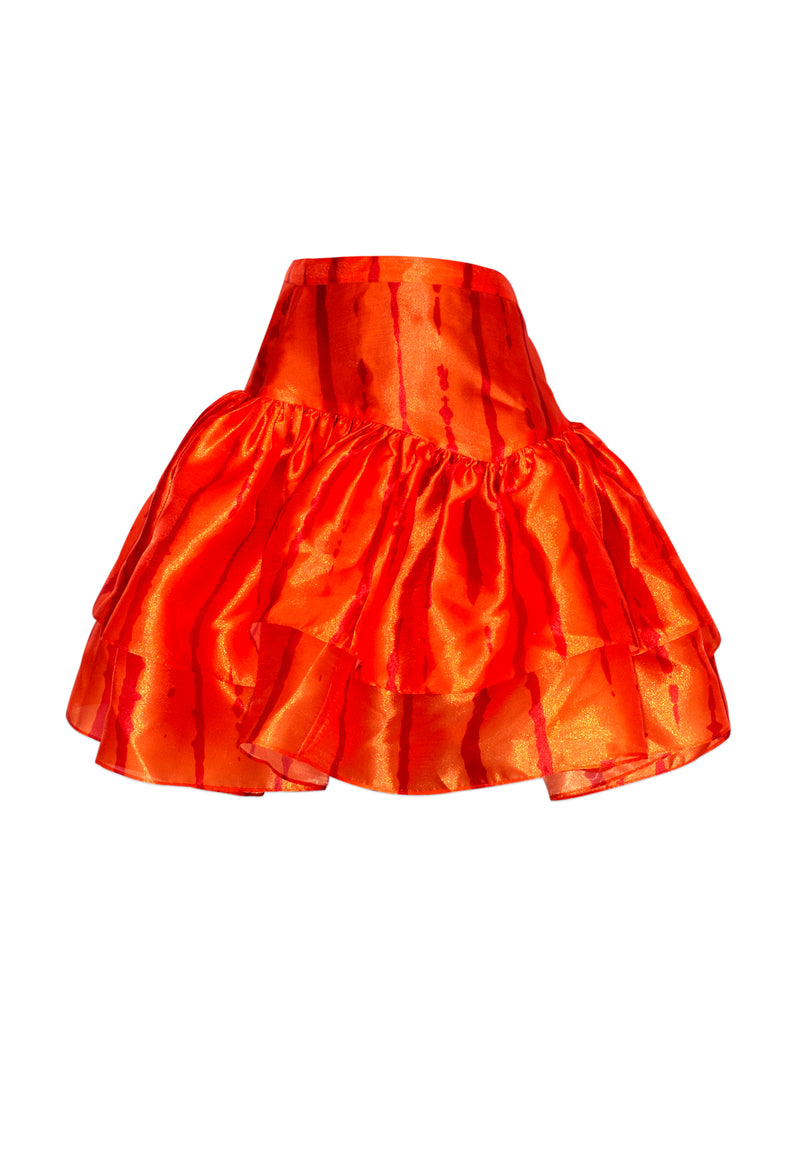 Orange Doreen Skirt by Sai Sankoh, luxury resort skirt