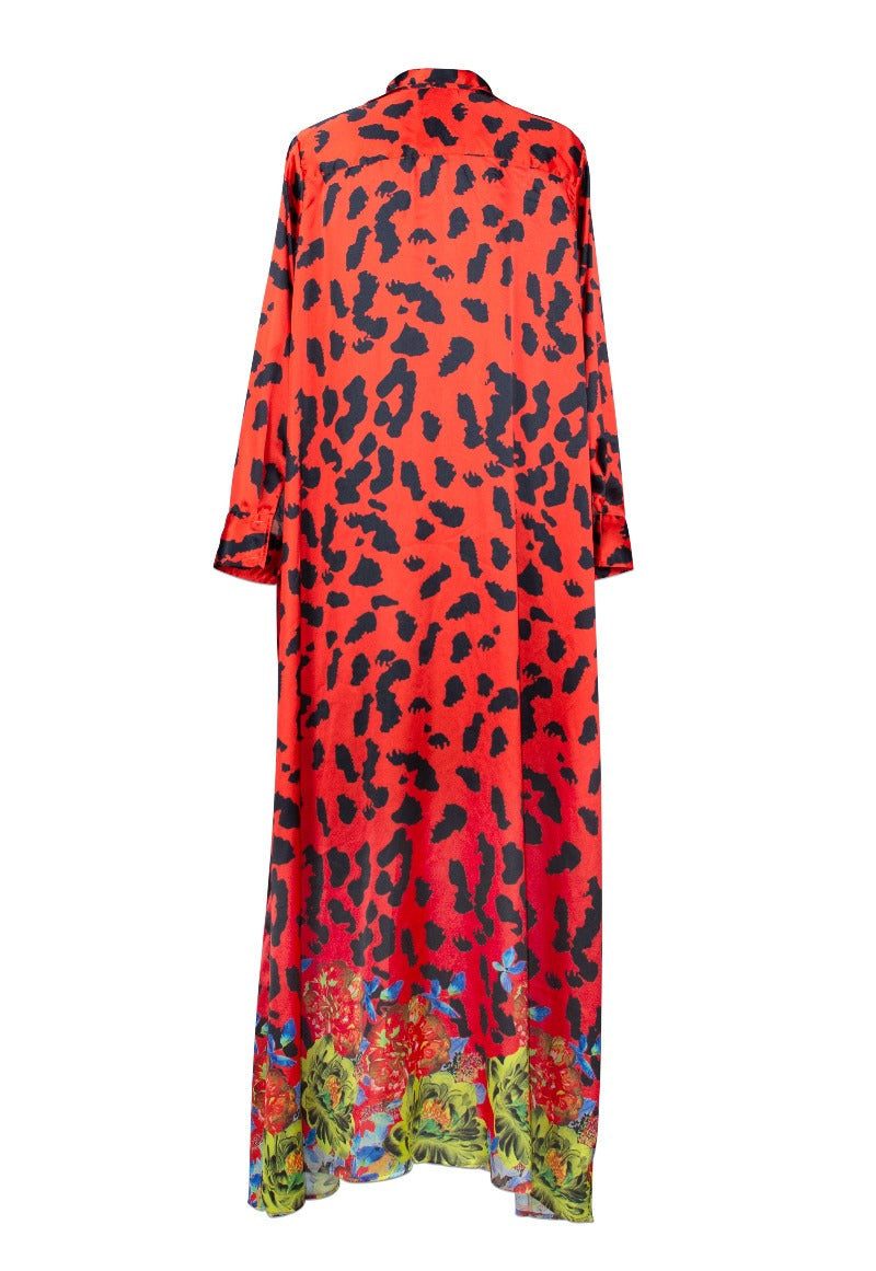 red animal print shirt dress Pink & Red Animal Print Button Down Dress | Stand-Out Print